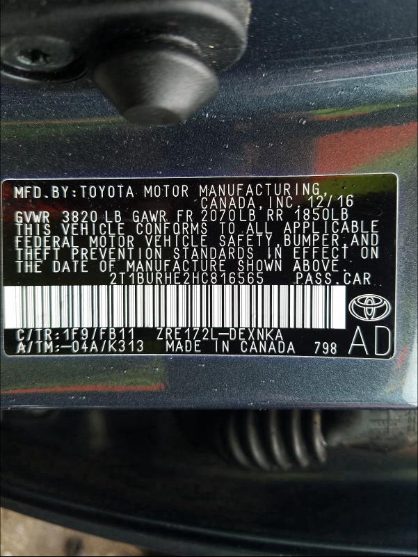 2T1BURHE2HC816565 TOYOTA COROLLA 2017