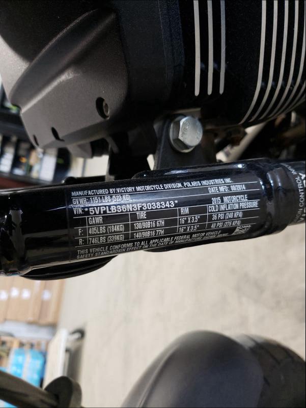 2015 VICTORY MOTORCYCLES GUNNER 5VPLB36N3F3038343