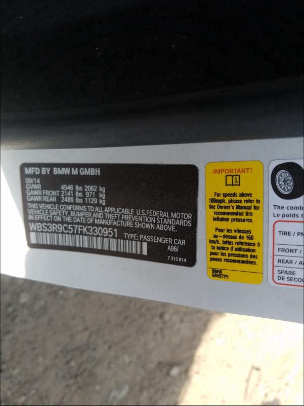 2015 BMW M4 WBS3R9C57FK330951