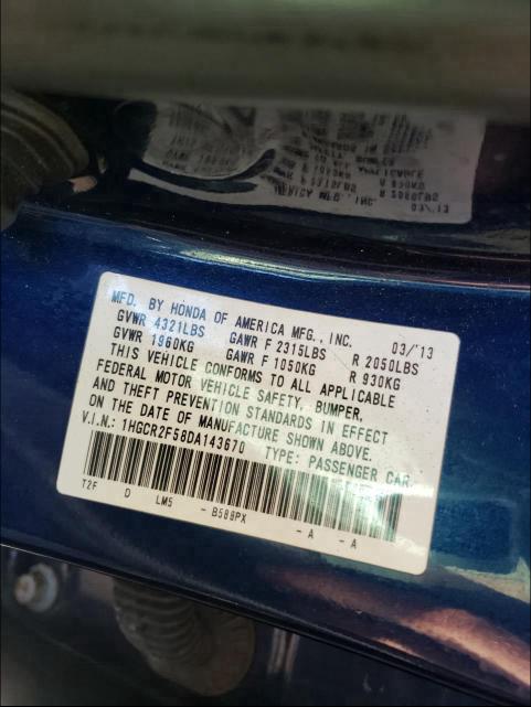 2013 HONDA ACCORD SPO 1HGCR2F58DA143670