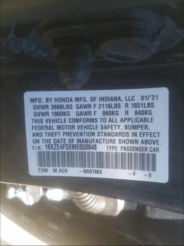 2021 HONDA INSIGHT EX 19XZE4F5XME008848
