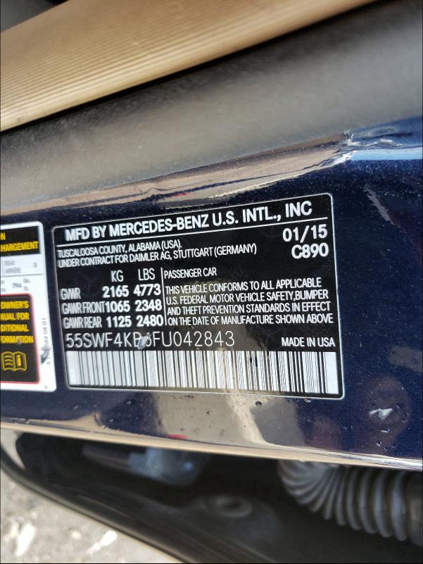 2015 MERCEDES-BENZ C300 55SWF4KB6FU042843