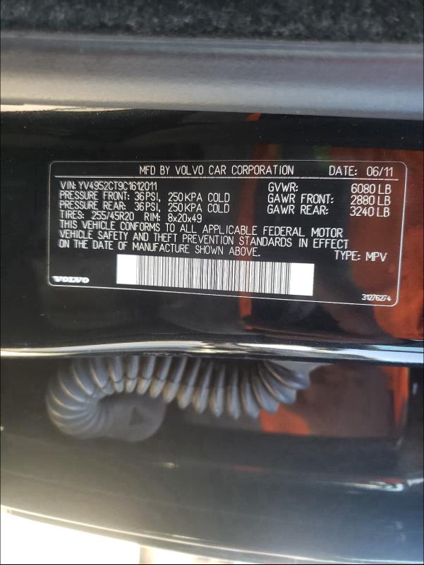 2012 VOLVO XC90 R DES YV4952CT9C1612011