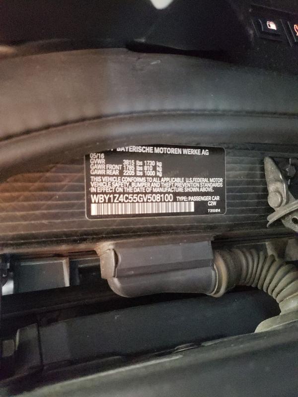 2016 BMW I3 REX WBY1Z4C55GV508100