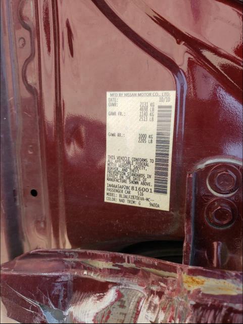 2011 NISSAN MAXIMA S 1N4AA5AP2BC816001