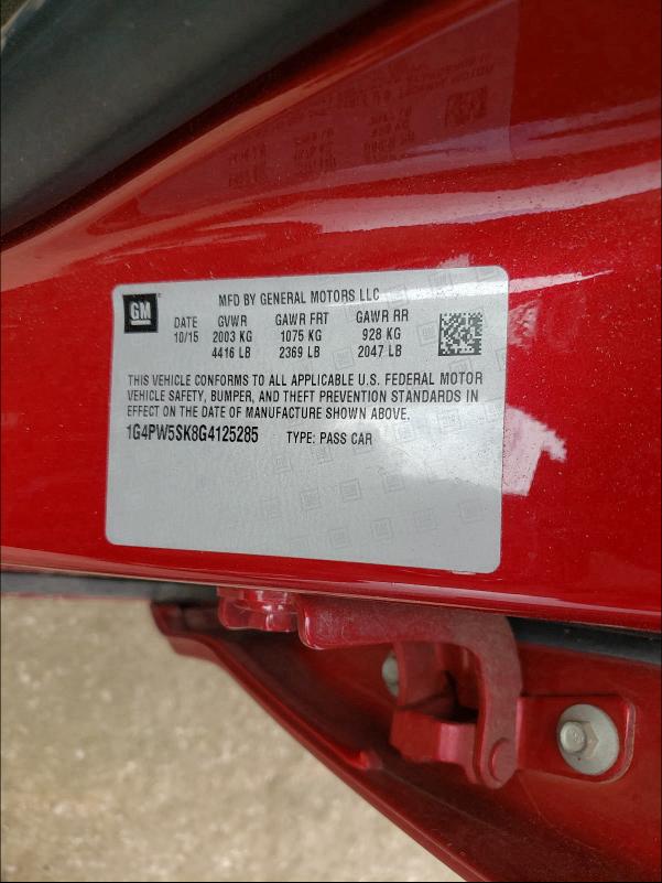 2016 BUICK VERANO SPO 1G4PW5SK8G4125285