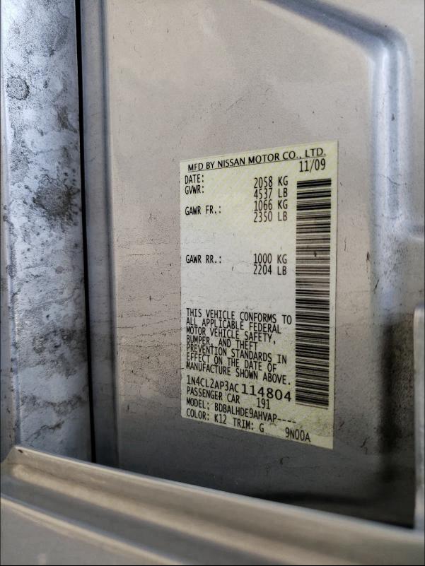 2010 NISSAN ALTIMA HYB 1N4CL2AP3AC114804