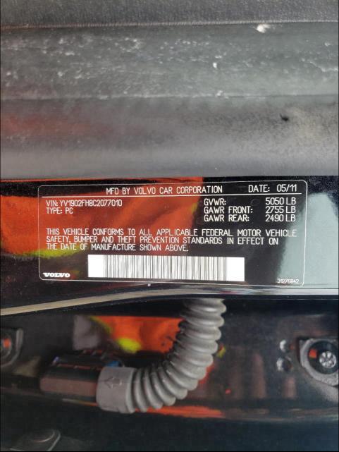 2012 VOLVO S60 T6 YV1902FH8C2077010