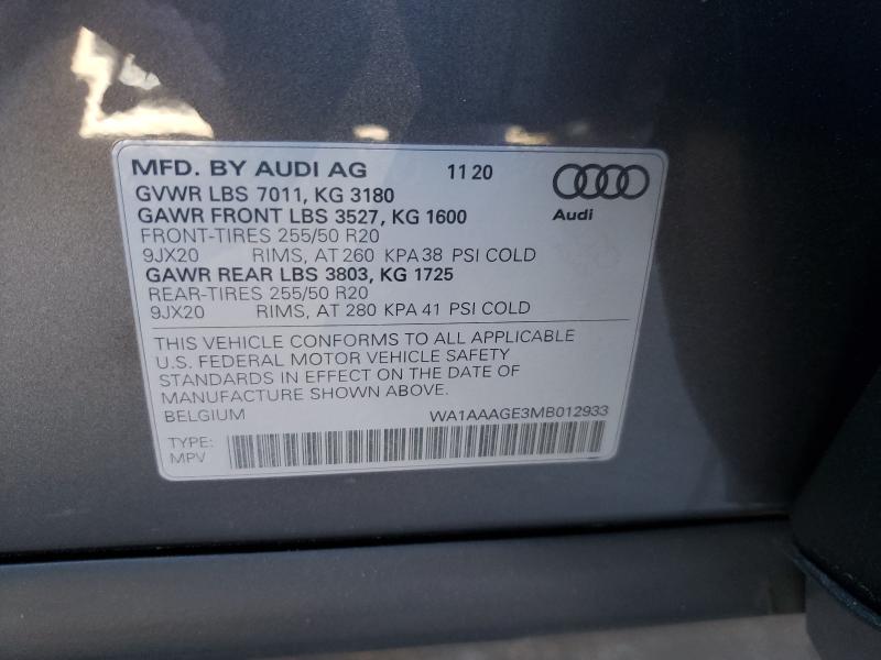 2021 AUDI E-TRON PRE WA1AAAGE3MB012933