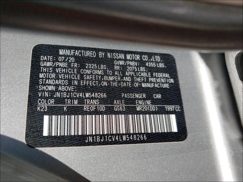 2020 NISSAN ROGUE SPOR JN1BJ1CV4LW548266