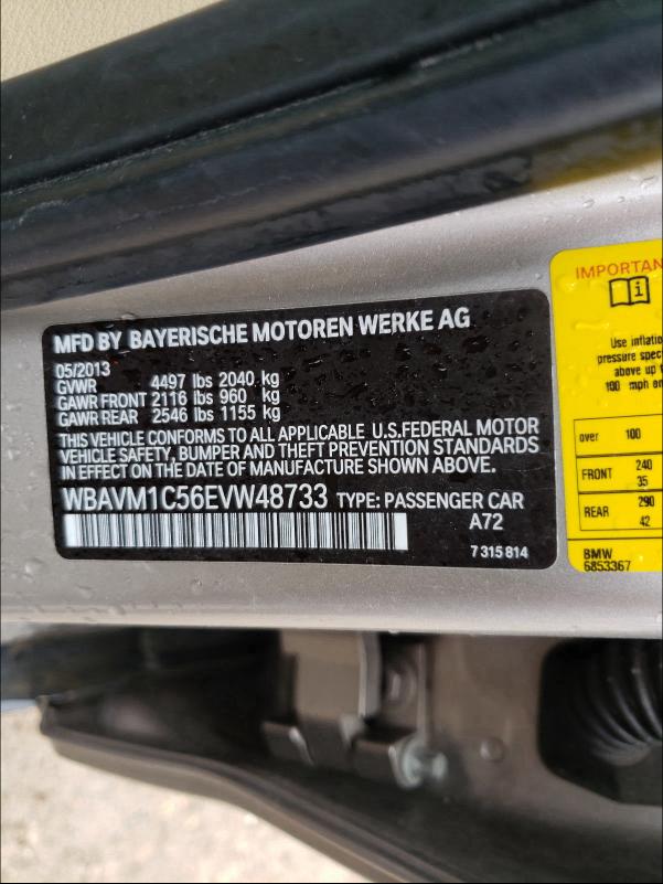 2014 BMW X1 SDRIVE2 WBAVM1C56EVW48733