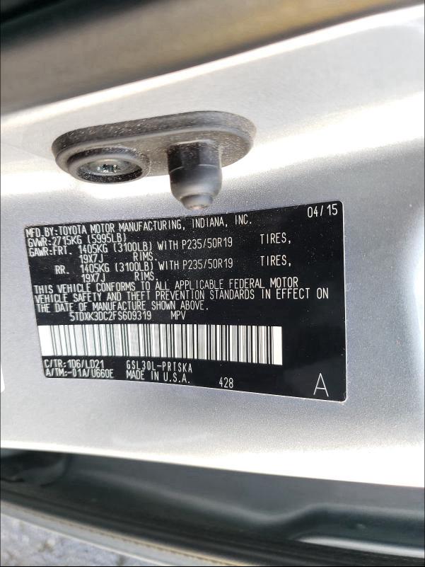 2015 TOYOTA SIENNA SPO 5TDXK3DC2FS609319