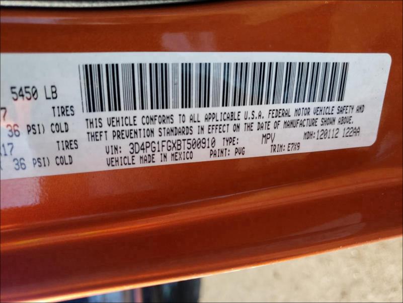 2011 DODGE JOURNEY MA 3D4PG1FGXBT500910