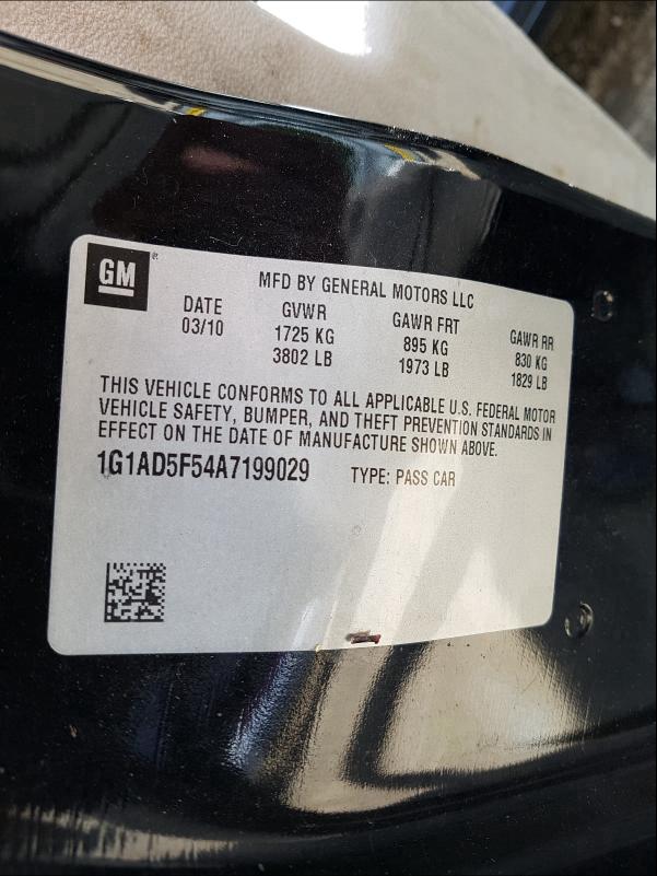 2010 CHEVROLET COBALT 1LT 1G1AD5F54A7199029