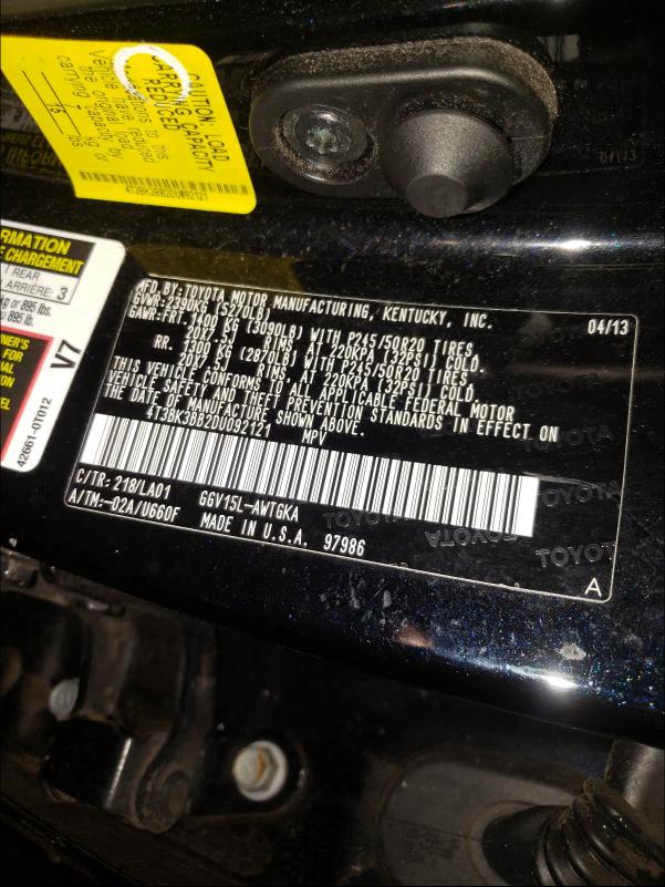 2013 TOYOTA VENZA LE 4T3BK3BB2DU092121