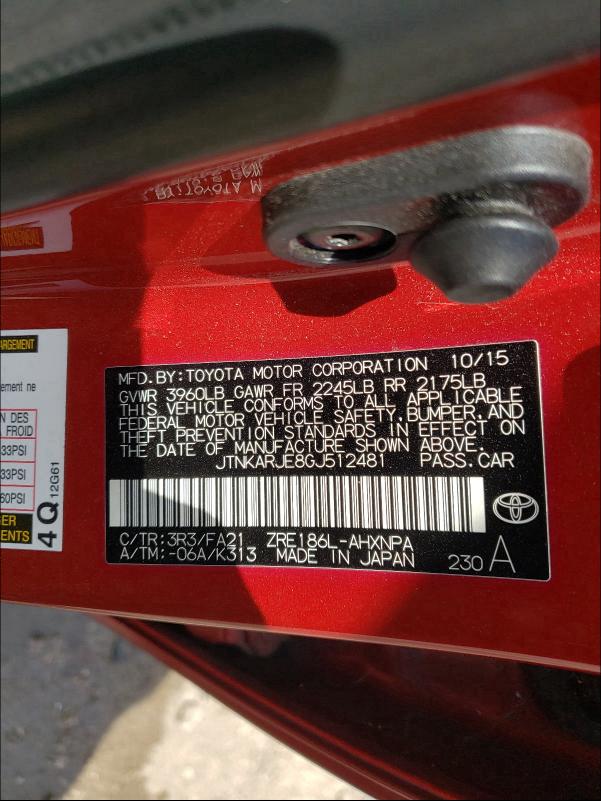 2016 TOYOTA SCION IM JTNKARJE8GJ512481