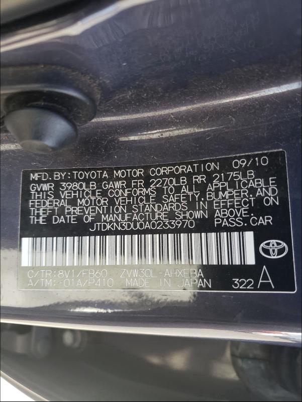 2010 TOYOTA PRIUS JTDKN3DU0A0233970