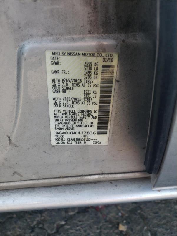 2010 NISSAN FRONTIER C 1N6AD0ER3AC417836