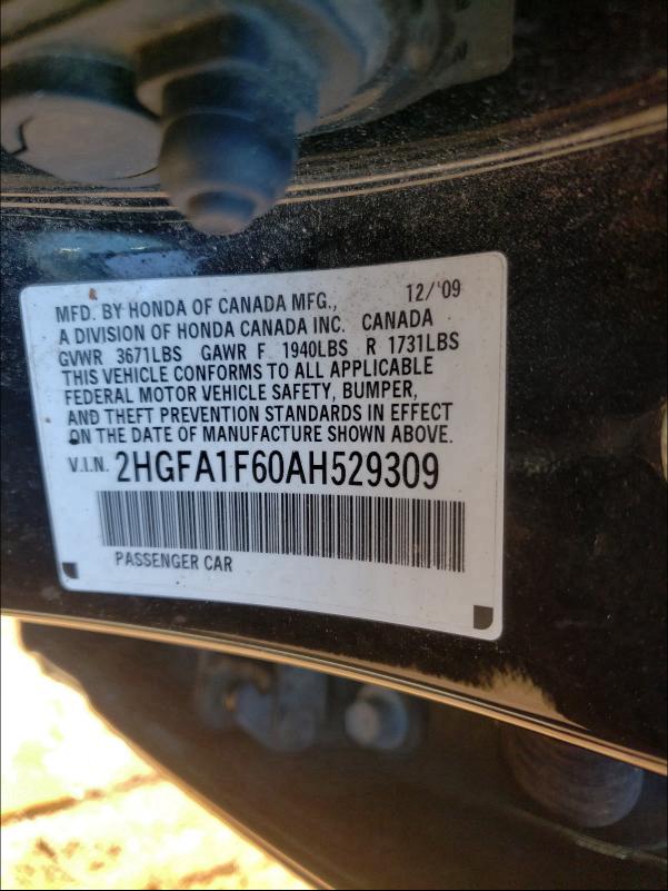 2010 HONDA CIVIC LX-S 2HGFA1F60AH529309