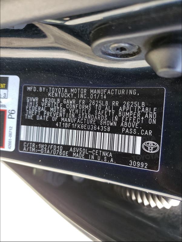 2014 TOYOTA CAMRY L 4T1BF1FK6EU364358