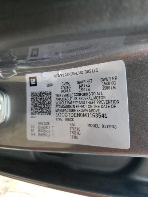 2021 CHEVROLET COLORADO Z 1GCGTDEN0M1163541