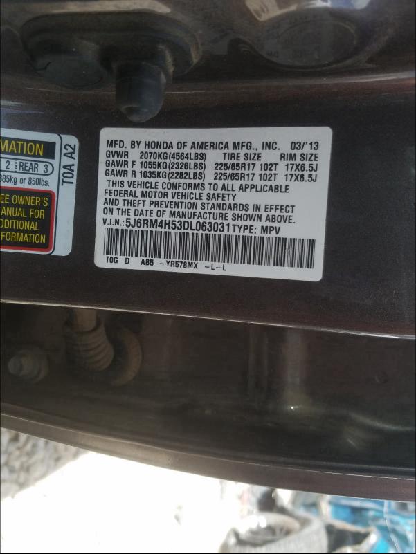 2013 HONDA CR-V EX 5J6RM4H53DL063031