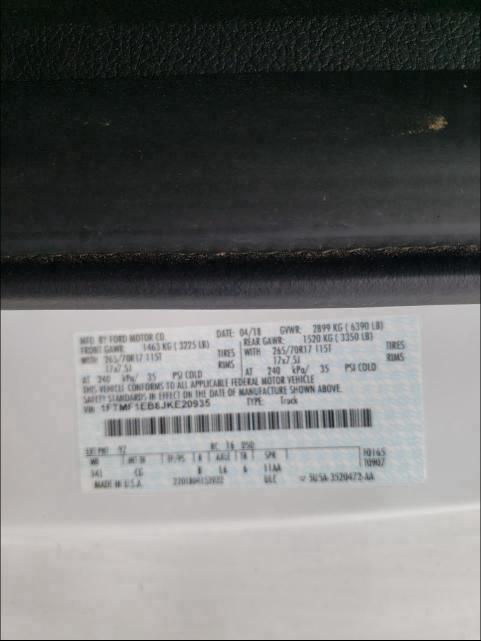 2018 FORD F150 1FTMF1EB8JKE20935
