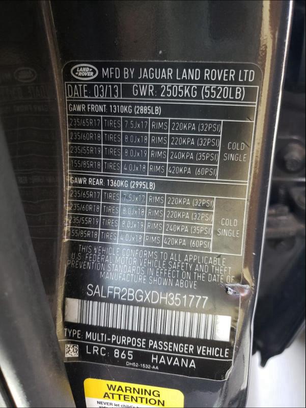 2013 LAND ROVER LR2 HSE SALFR2BGXDH351777