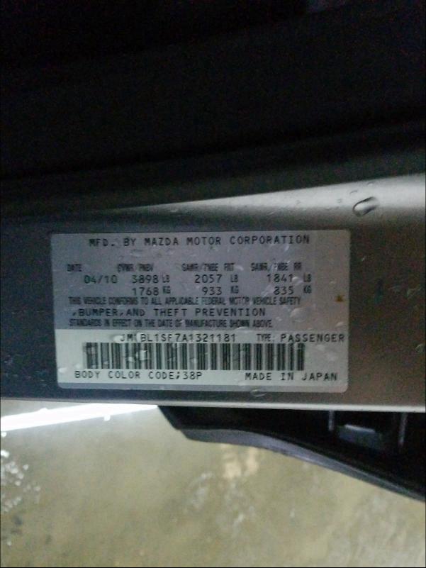 2010 MAZDA 3 I JM1BL1SF7A1321181