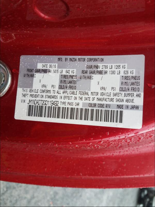 2016 MAZDA MX-5 MIATA JM1NDAD72G0119492