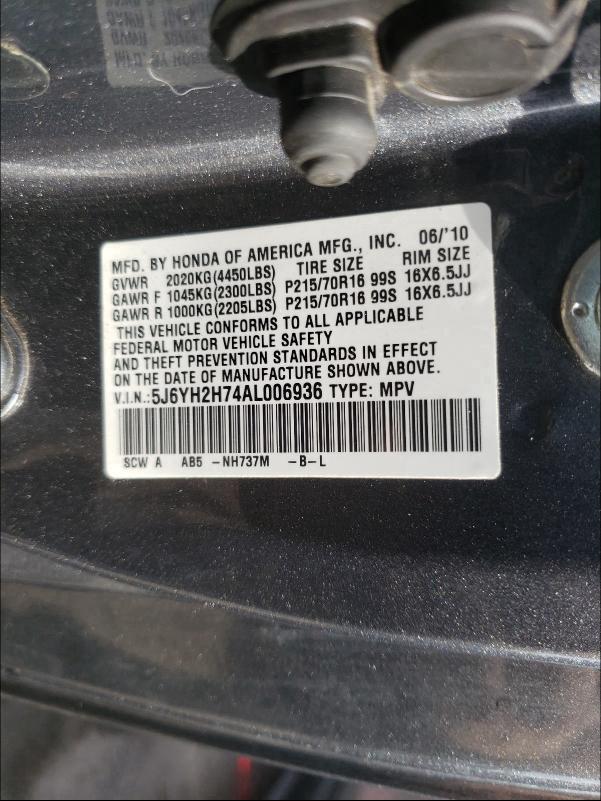 2010 HONDA ELEMENT EX 5J6YH2H74AL006936