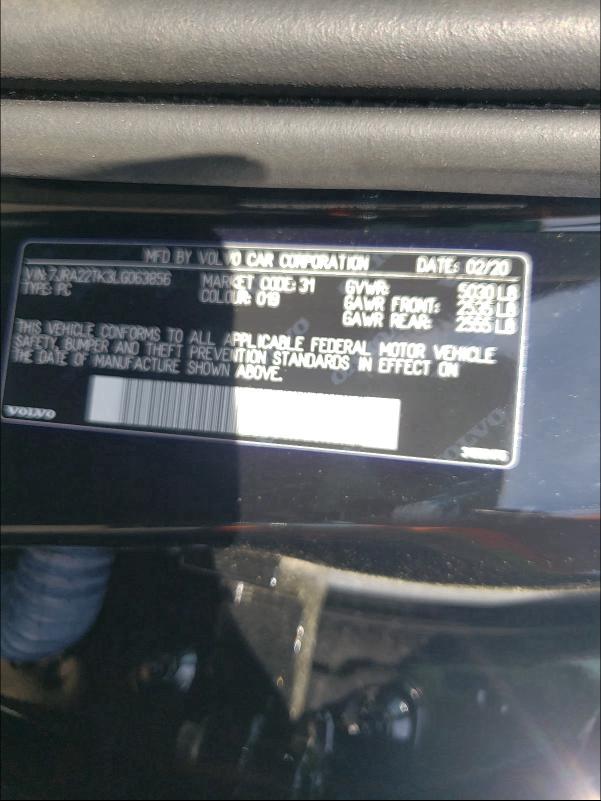 2020 VOLVO S60 T6 MOM 7JRA22TK3LG063856