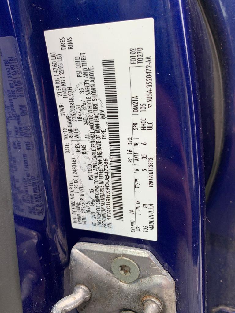 2013 FORD ESCAPE SEL 1FMCU9HX9DUB47385