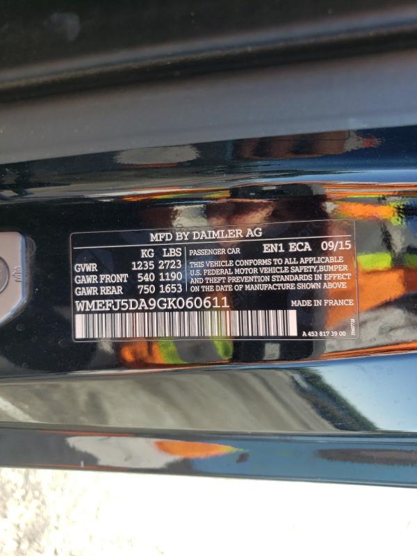 2016 SMART FORTWO WMEFJ5DA9GK060611