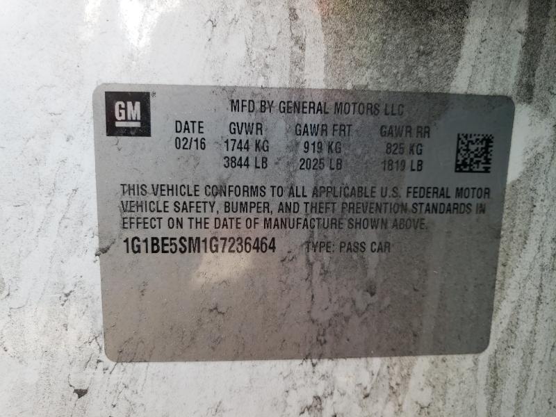 2016 CHEVROLET CRUZE LT 1G1BE5SM1G7236464