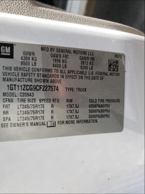 2012 GMC SIERRA C25 1GT11ZCG9CF227574