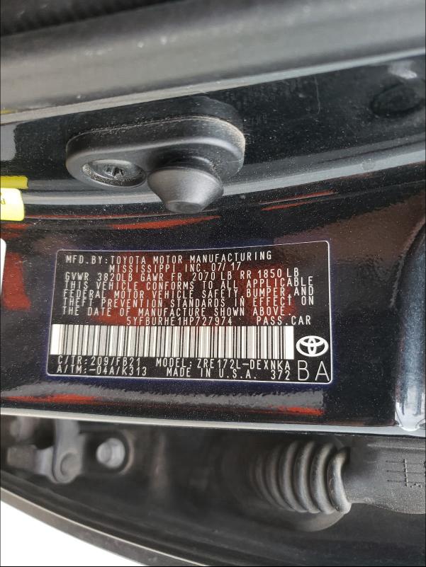 2017 TOYOTA COROLLA L 5YFBURHE1HP727974