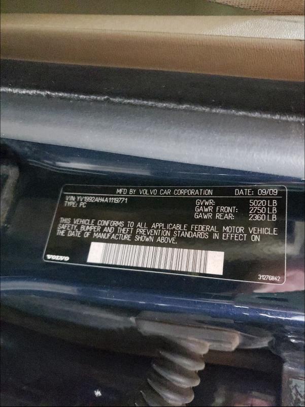 2010 VOLVO S80 T6 YV1992AH4A1119771