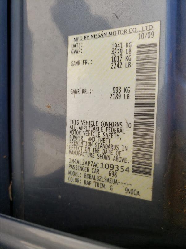 2010 NISSAN ALTIMA BAS 1N4AL2AP7AC109354