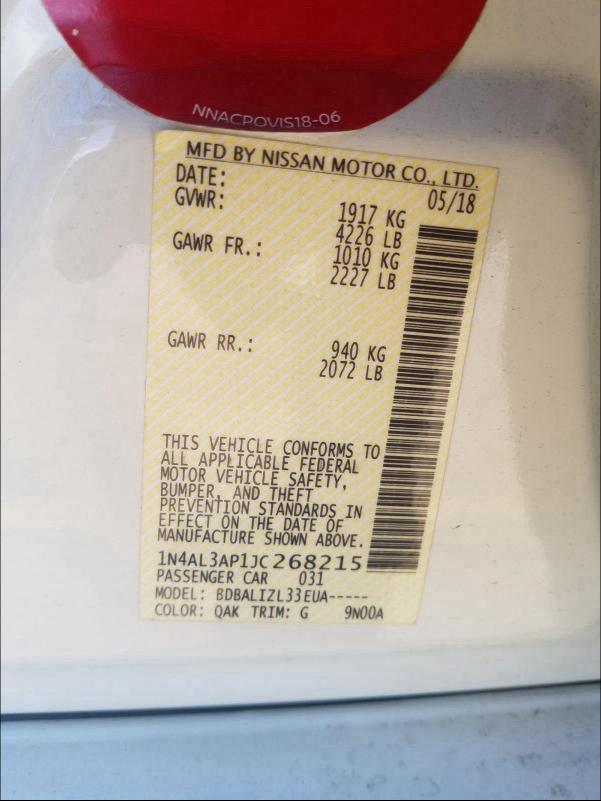 2018 NISSAN ALTIMA 2.5 1N4AL3AP1JC268215
