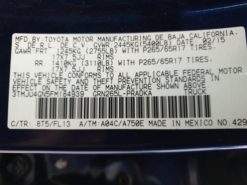 2015 TOYOTA TACOMA DOU 3TMJU4GN5FM184939