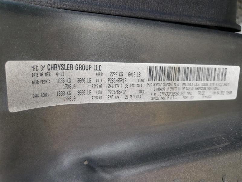 2011 DODGE DAKOTA SLT 1D7RW3GP3BS649007