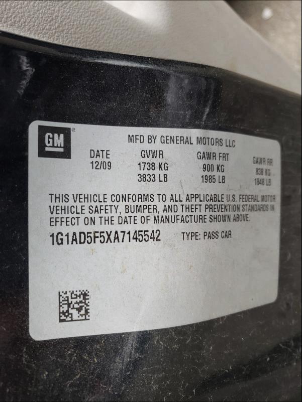 2010 CHEVROLET COBALT 1LT 1G1AD5F5XA7145542