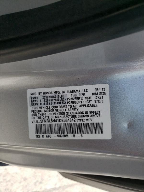 2013 HONDA ODYSSEY LX 5FNRL5H41DB084842
