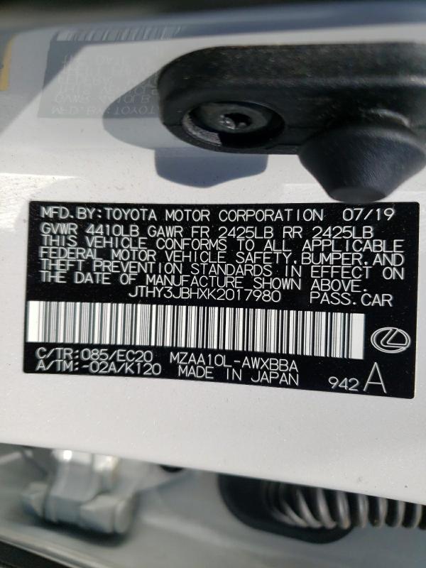 2019 LEXUS UX 200 JTHY3JBHXK2017980