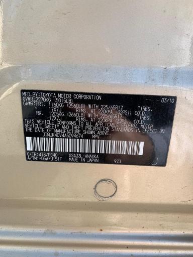 2010 TOYOTA RAV4 JTMJK4DV4A5094674