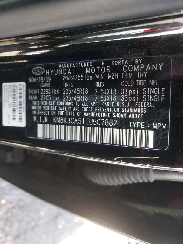 2020 HYUNDAI KONA LIMIT KM8K3CA51LU507882