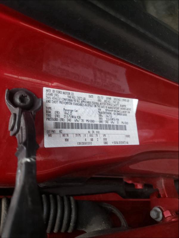 2012 FORD FOCUS SE 1FAHP3K24CL408136