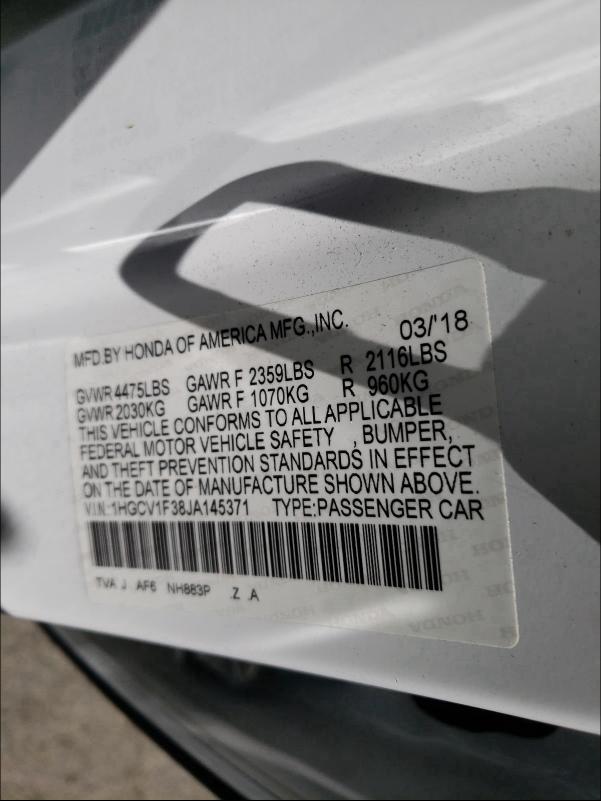 2018 HONDA ACCORD SPO 1HGCV1F38JA145371