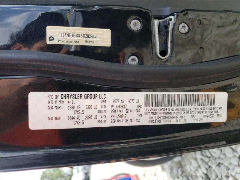 2011 JEEP PATRIOT 1J4NF1GBXBD202447